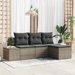 vidaXL Ensemble de canapé de jardin 4 Pièces Gris Poly rotin