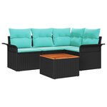 vidaXL Ensemble de canapé de jardin 5 Pièces Noir Poly rotin