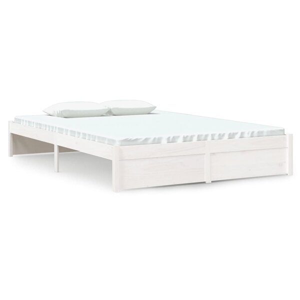 vidaXL Cadre de lit Blanc Bois massif 135x190 cm Double