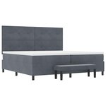 vidaXL Lit à Ressorts avec Matelas & Banc Gris Foncé 200x200 cm Velours