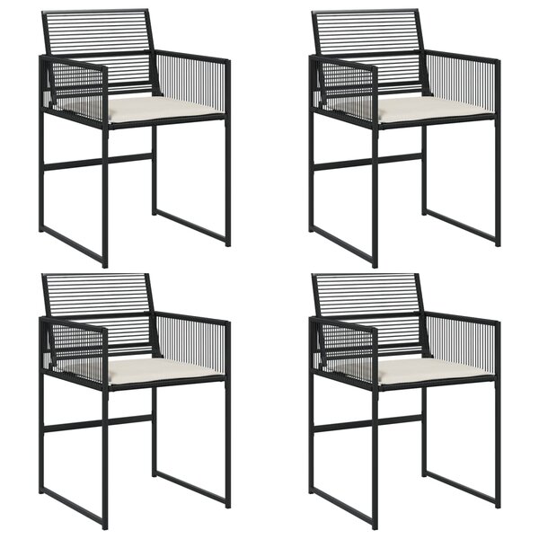 vidaXL Chaises de jardin lot de 4 avec coussins noir résine tressée