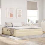 vidaXL Lit avec rangement et matelas Crème 200 x 200 cm Polyester