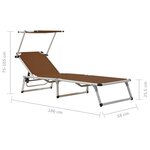 vidaXL Chaises longues pliables toit 2 Pièces Aluminium textilène Marron