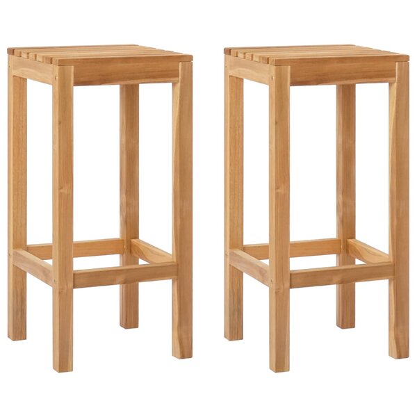 vidaXL Tabouret de bar 2 Pièces Naturel Bois de teck massif