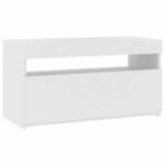 vidaXL Meuble TV avec lumières LED Blanc brillant 75x35x40 cm
