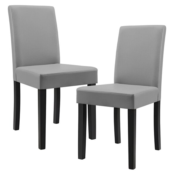 Kit de 2 chaises rembourrées avec pieds en bois massif housse en synthétique 90 cm gris et noir 03_0002360