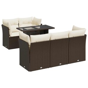 vidaXL Salon de jardin avec coussins 6 Pièces marron résine tressée