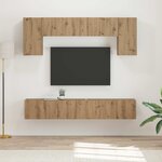 vidaXL Ensemble meuble TV 5 Pièces Chêne fumé Bois d'ingénierie