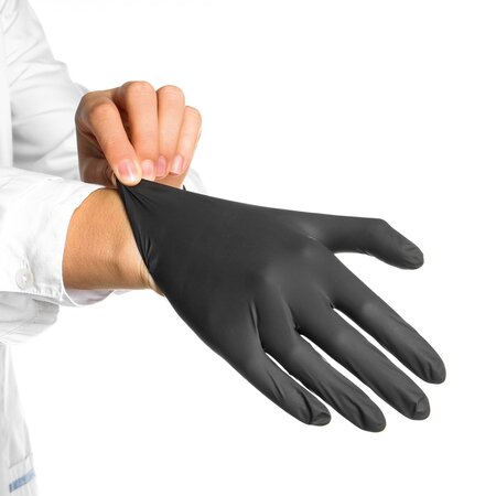 Boite de 100 gants en nitrile jetables - non poudrés - taille m - noir