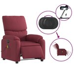 vidaXL Fauteuil de massage inclinable électrique Rouge bordeaux Tissu