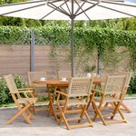 vidaXL Ensemble à manger de jardin 7 Pièces beige rotin et bois massif