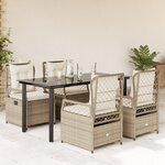 vidaXL Ensemble à manger de jardin avec coussins 5Pièces Beige poly rotin