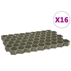 vidaXL Grilles d'herbe 16 Pièces vert 60x40x3 cm plastique