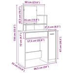 vidaXL Coiffeuse avec miroir chêne artisanal 86 5x35x136 cm