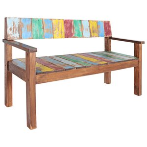 Banc banquette 115 x 51 x 80 cm bois de récupération massif 02_0011009