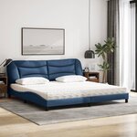 vidaXL Lit avec matelas Hvar bleu 200x200 cm tissu