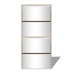 vidaXL Meuble à chaussures 4 étagères avec miroir 63x17x134 cm Chêne