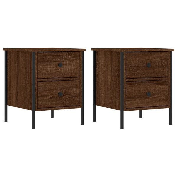 vidaXL Tables de chevet 2Pièces chêne marron 40x42x50cm bois d'ingénierie