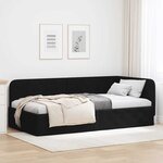 vidaXL Cadre de lit d'angle avec tête de lit Noir 100 x 200 cm tissu