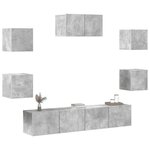 vidaXL Ensemble de meubles TV 7 Pièces Gris béton Bois d'ingénierie