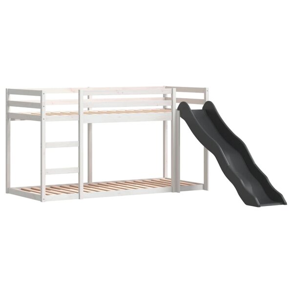 vidaXL Lit superposé avec toboggan/échelle blanc 80x200 cm pin massif