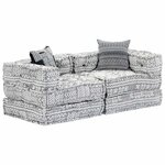 vidaXL Pouf modulaire à 2 places Gris clair Tissu