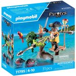 PLAYMOBIL 71795 - Pirate avec arbalète  flèche et poissons à viser