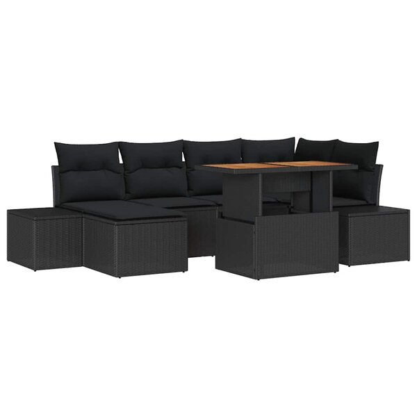 vidaXL Ensemble de salle à manger pour jardin 7 Pièces Noir et Marron