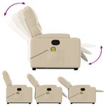 vidaXL Fauteuil inclinable de massage Crème Tissu