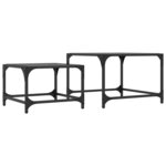 vidaXL Tables basses gigognes 2 Pièces dessus en verre noir acier