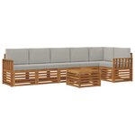 vidaXL Ensemble de canapé d'angle 7 Pièces Gris Naturel et Clair