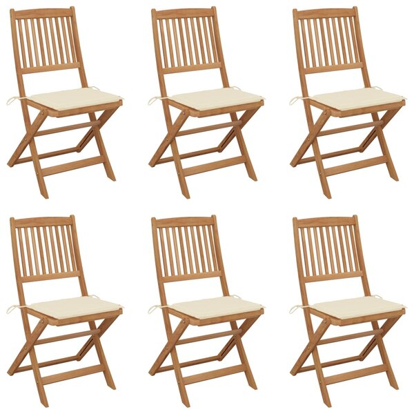vidaXL Chaises pliables de jardin 6 Pièces avec coussins Bois d'acacia