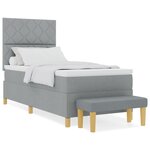 vidaXL Lit à ressort avec matelas et banc gris clair 100x200 cm tissu