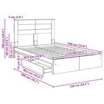 vidaXL Lit de Rangement Gris Sonoma 135 x 190 cm Bois d'ingénierie