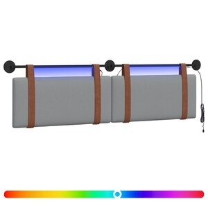 vidaXL Tête de lit suspendue Avec lumière LED Gris clair PU antique