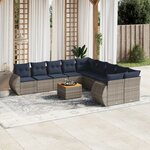 vidaXL Salon de jardin 11 Pièces avec coussins gris résine tressée