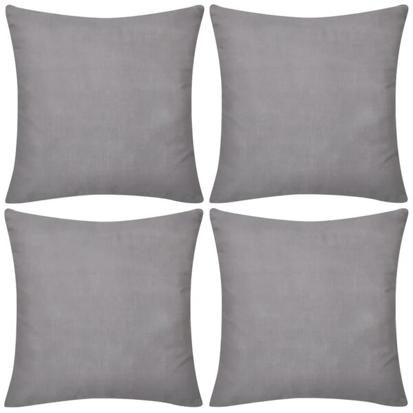 vidaXL Housses de coussin 4 Pièces Coton Gris 40x40 cm