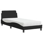 vidaXL Lit avec matelas noir 90x190 cm tissu