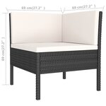vidaXL Salon de jardin 8 Pièces avec coussins résine tressée noir