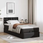 VidaXL Cadre de lit ottoman avec matelas noir 90x200 cm similicuir