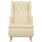 vidaXL Fauteuil et pieds à bascule en bois d'hévéa solide crème Tissu