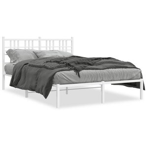 vidaXL Cadre de lit métal sans matelas et tête de lit blanc 135x190 cm