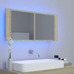 vidaXL Armoire à miroir à LED de bain Chêne sonoma 100x12x45 Acrylique