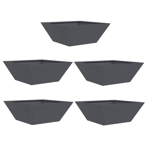 vidaXL Ensemble de 5 jardinières de jardin en anthracite 40x40x15 cm en acier.