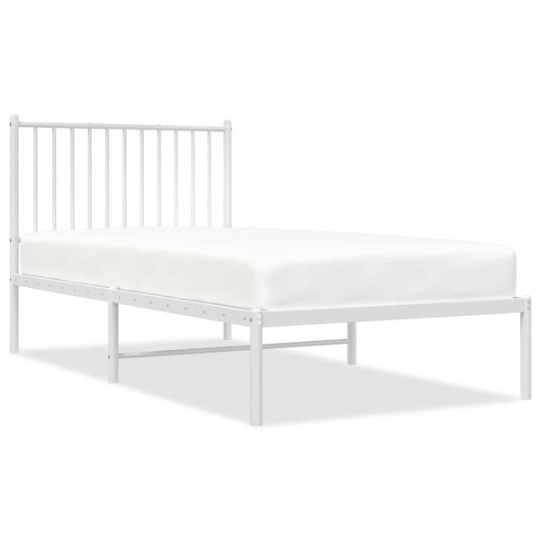 vidaXL Cadre de lit métal sans matelas avec tête de lit blanc 90x190cm