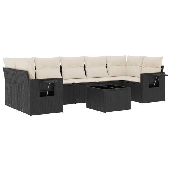 vidaXL Salon de jardin 8 Pièces avec coussins noir résine tressée
