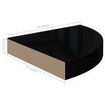 vidaXL Étagères d'angle flottantes 2Pièces noir brillant 25x25x3 8cm MDF