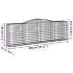 vidaXL Paniers à gabions arqués 3 Pièces 400x50x120/140 cm Fer galvanisé