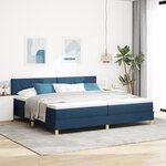 vidaXL Lit à ressorts avec matelas et LED bleu 200x200 cm tissu