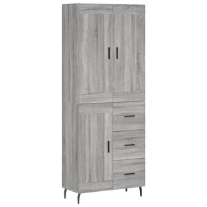 vidaXL Buffet haut Sonoma gris 69 5x34x180 cm Bois d'ingénierie